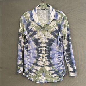 David Cline Blue Green Abstract Button-Down Shirt